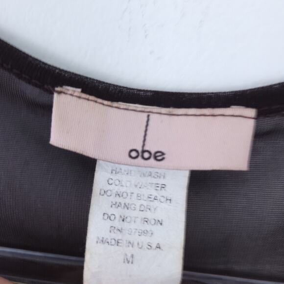 Obe Semisheer Embellished Long Sleeve Blouse, Swimsuit Coverup, Brown, Beige - Picture 3 of 5